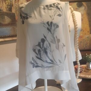 Floral Sheer Poncho Blouse